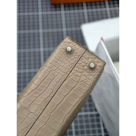 minikelly 2代 bag OM Chai Saphire Alligator crocodile skin Silver hardware 鳄鱼皮