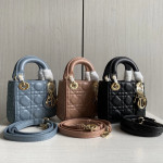 (Mini version) Dior Lady Mini Dafé Bag, 3 compartments, made of lambskin and CD leather, handheld, shoulder, crossbody bag, women's bag, 12cm