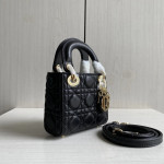 (Mini version) Dior Lady Mini Dafé Bag, 3 compartments, made of lambskin and CD leather, handheld, shoulder, crossbody bag, women's bag, 12cm