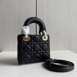 (Mini version) Dior Lady Mini Dafé Bag, 3 compartments, made of lambskin and CD leather, handheld, shoulder, crossbody bag, women's bag, 12cm