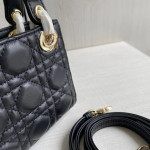 (Mini version) Dior Lady Mini Dafé Bag, 3 compartments, made of lambskin and CD leather, handheld, shoulder, crossbody bag, women's bag, 12cm