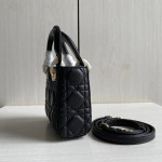 (Mini version) Dior Lady Mini Dafé Bag, 3 compartments, made of lambskin and CD leather, handheld, shoulder, crossbody bag, women's bag, 12cm