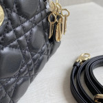 (Mini version) Dior Lady Mini Dafé Bag, 3 compartments, made of lambskin and CD leather, handheld, shoulder, crossbody bag, women's bag, 12cm