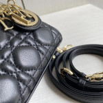 (Mini version) Dior Lady Mini Dafé Bag, 3 compartments, made of lambskin and CD leather, handheld, shoulder, crossbody bag, women's bag, 12cm