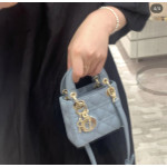 (Mini version) Dior Lady Mini Dafé Bag, 3 compartments, made of lambskin and CD leather, handheld, shoulder, crossbody bag, women's bag, 12cm
