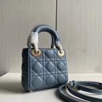 (Mini version) Dior Lady Mini Dafé Bag, 3 compartments, made of lambskin and CD leather, handheld, shoulder, crossbody bag, women's bag, 12cm