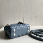 (Mini version) Dior Lady Mini Dafé Bag, 3 compartments, made of lambskin and CD leather, handheld, shoulder, crossbody bag, women's bag, 12cm