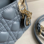 (Mini version) Dior Lady Mini Dafé Bag, 3 compartments, made of lambskin and CD leather, handheld, shoulder, crossbody bag, women's bag, 12cm