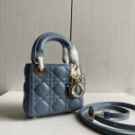 (Mini version) Dior Lady Mini Dafé Bag, 3 compartments, made of lambskin and CD leather, handheld, shoulder, crossbody bag, women's bag, 12cm