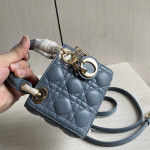 (Mini version) Dior Lady Mini Dafé Bag, 3 compartments, made of lambskin and CD leather, handheld, shoulder, crossbody bag, women's bag, 12cm