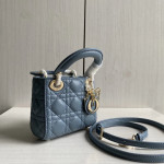 (Mini version) Dior Lady Mini Dafé Bag, 3 compartments, made of lambskin and CD leather, handheld, shoulder, crossbody bag, women's bag, 12cm