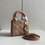 (Mini version) Dior Lady Mini Dafé Bag, 3 compartments, made of lambskin and CD leather, handheld, shoulder, crossbody bag, women's bag, 12cm