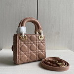 (Mini version) Dior Lady Mini Dafé Bag, 3 compartments, made of lambskin and CD leather, handheld, shoulder, crossbody bag, women's bag, 12cm