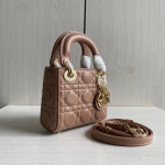 (Mini version) Dior Lady Mini Dafé Bag, 3 compartments, made of lambskin and CD leather, handheld, shoulder, crossbody bag, women's bag, 12cm
