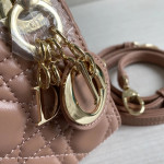 (Mini version) Dior Lady Mini Dafé Bag, 3 compartments, made of lambskin and CD leather, handheld, shoulder, crossbody bag, women's bag, 12cm