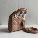 (Mini version) Dior Lady Mini Dafé Bag, 3 compartments, made of lambskin and CD leather, handheld, shoulder, crossbody bag, women's bag, 12cm