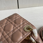 (Mini version) Dior Lady Mini Dafé Bag, 3 compartments, made of lambskin and CD leather, handheld, shoulder, crossbody bag, women's bag, 12cm