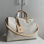 Lv embroidery canvas aged leather color-block speedy sp30 short shoulder strap woven handle sp messenger bag handbag shoulder bag 30*21