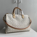 Lv embroidery canvas aged leather color-block speedy sp30 short shoulder strap woven handle sp messenger bag handbag shoulder bag 30*21