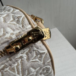 Lv embroidery canvas aged leather color-block speedy sp30 short shoulder strap woven handle sp messenger bag handbag shoulder bag 30*21