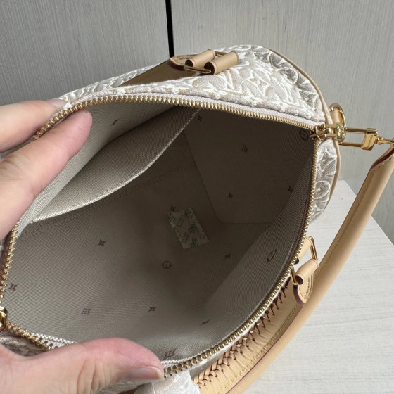 Lv embroidery canvas aged leather color-block speedy sp30 short shoulder strap woven handle sp messenger bag handbag shoulder bag 30*21