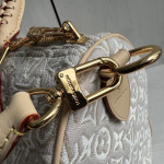Lv embroidery canvas aged leather color-block speedy sp30 short shoulder strap woven handle sp messenger bag handbag shoulder bag 30*21