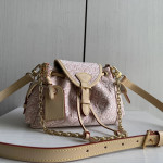 LV embroidered canvas aged leather Odyssee denim pink chain shoulder bag messenger bag 27*10*17
