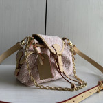 LV embroidered canvas aged leather Odyssee denim pink chain shoulder bag messenger bag 27*10*17