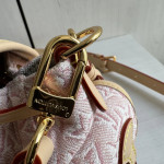LV embroidered canvas aged leather Odyssee denim pink chain shoulder bag messenger bag 27*10*17