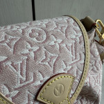 LV embroidered canvas aged leather Odyssee denim pink chain shoulder bag messenger bag 27*10*17