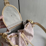 LV embroidered canvas aged leather Odyssee denim pink chain shoulder bag messenger bag 27*10*17