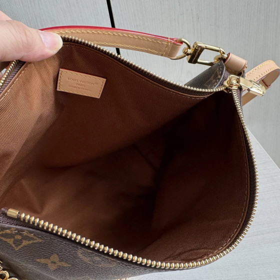 Top-level Lv classic vintage color-changing leather multi-pass chain messenger bag hobo bag 28*25