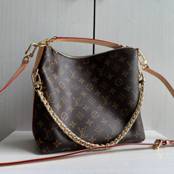 Top-level Lv classic vintage color-changing leather multi-pass chain messenger bag hobo bag 28*25
