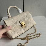 Top-level LV embossed cowhide nano lock bag dream Madeline handbag full leather genuine leather chain cross-body messenger bag 21*12