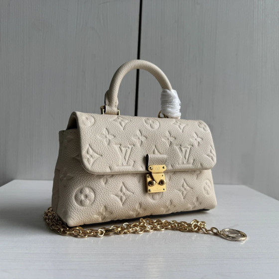 Top-level LV embossed cowhide nano lock bag dream Madeline handbag full leather genuine leather chain cross-body messenger bag 21*12