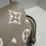 Top-grade lv embossed cowhide full leather genuine leather ivy large mahjong bag underarm bag chain shoulder messenger bag light gray purple 23*12