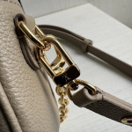Top-grade lv embossed cowhide full leather genuine leather ivy large mahjong bag underarm bag chain shoulder messenger bag light gray purple 23*12