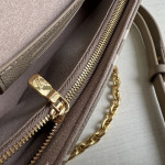 Top-grade lv embossed cowhide full leather genuine leather ivy large mahjong bag underarm bag chain shoulder messenger bag light gray purple 23*12