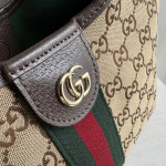 Top-tier Gucci embroidered canvas double G patterned cowhide giglio tote bag, hobo messenger bag, crossbody bag, small size 25*20