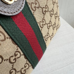 Top-tier Gucci embroidered canvas double G patterned cowhide giglio tote bag, hobo messenger bag, crossbody bag, small size 25*20