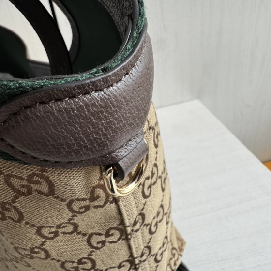 Top-tier Gucci embroidered canvas double G patterned cowhide giglio tote bag, hobo messenger bag, crossbody bag, small size 25*20