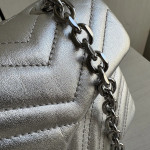 頂级 guc G marmont 波浪纹 W纹小牛皮链条斜挎包 银色 复古双G女包小号22cm 中号26cm
