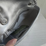 頂级 guc G marmont 波浪纹 W纹小牛皮链条斜挎包 银色 复古双G女包小号22cm 中号26cm