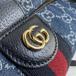 Gucci G denim and leather patchwork lunch box bag, handheld shoulder bag, messenger bag, crossbody bag, 29*17