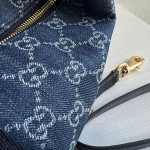 Gucci G denim and leather patchwork lunch box bag, handheld shoulder bag, messenger bag, crossbody bag, 29*17