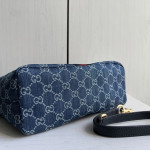 Gucci G denim and leather patchwork lunch box bag, handheld shoulder bag, messenger bag, crossbody bag, 29*17