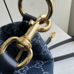Gucci G denim and leather patchwork lunch box bag, handheld shoulder bag, messenger bag, crossbody bag, 29*17