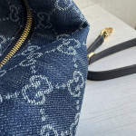 Gucci G denim and leather patchwork lunch box bag, handheld shoulder bag, messenger bag, crossbody bag, 29*17