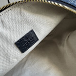 Gucci G denim and leather patchwork lunch box bag, handheld shoulder bag, messenger bag, crossbody bag, 29*17