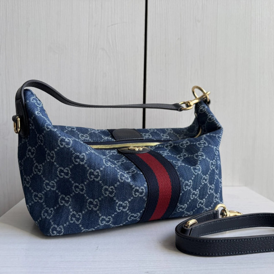 Gucci G denim and leather patchwork lunch box bag, handheld shoulder bag, messenger bag, crossbody bag, 29*17